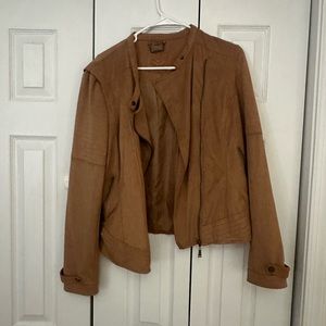 Camel color suede moto jacket